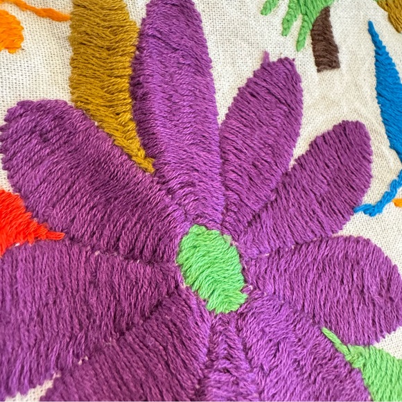 Otomi Tenango, Mexican Hand Embroidered Vintage Cloth Rabbits Bugs 17" x 14" - Picture 3 of 12